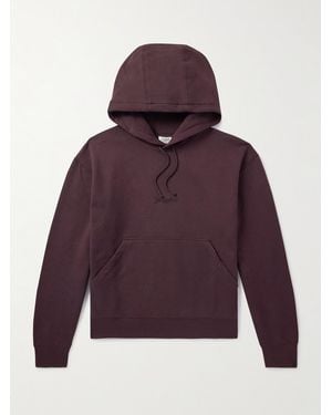 Saint Laurent Logo-embroidered Cotton-jersey Hoodie - Purple
