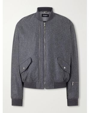 Dolce & Gabbana Wool-Flannel Bomber Jacket - Grey