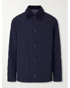 James Purdey & Sons Cotton Corduroy-trimmed Padded Quilted Shell Jacket - Blue