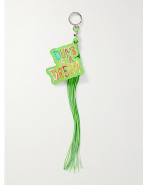 Loewe Dumb As A Dream Fringed Printed Leather And Silver-tone Bag Charm - Green