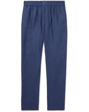 Sunspel Slim-Fit Straight-Leg Linen Pants - Blue