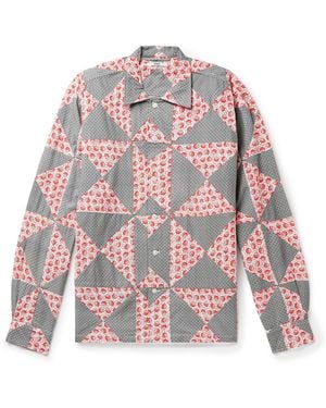Bode Deco Puzzle Patchwork Printed Cotton-Poplin Shirt - Red