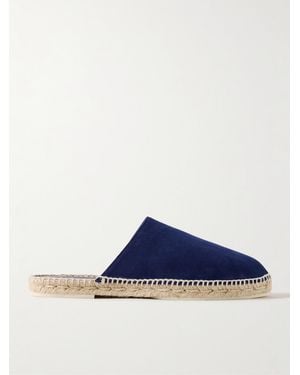 Loro Piana Seaside Walk Suede Backless Espadrilles - Blue