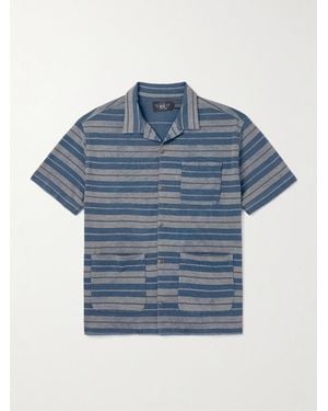 RRL Jasper Convertible-Collar-Dyed Striped Cotton Shirt - Blue