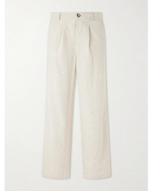 Oliver Spencer Cotton And Linen-Blend Drawstring Trousers - White