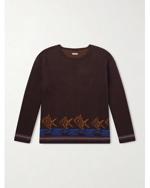 Bode Fish School Intarsia-Knit Cotton Sweater - Rot