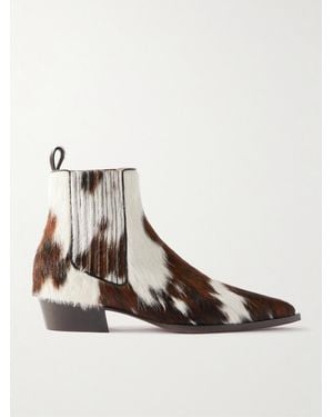 Christian Louboutin Cheliviss Cow-Print Calf Hair Ankle Boots - Natural