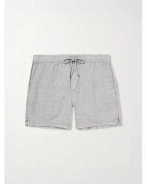 James Perse Straight-Leg Garment-Dyed Linen Drawstring Shorts - Grey