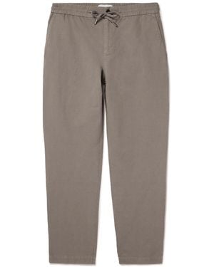 MR P. Straight-Leg Cotton And Linen-Blend Twill Drawstring Pants - Gray