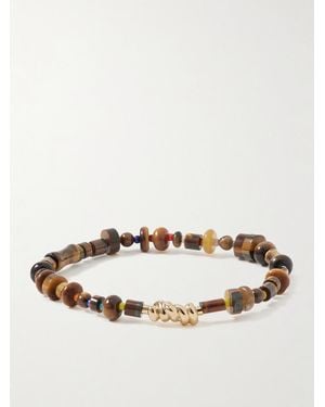 Luis Morais 14-karat Gold Tiger's Eye Beaded Bracelet - Natural