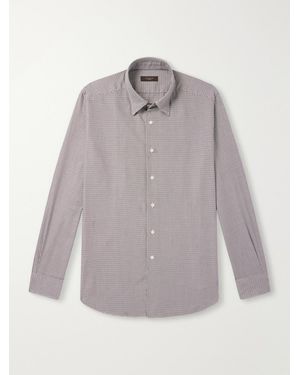 Slowear Glanshirt Button-Down Collar Houndstooth Cotton Shirt - Grey