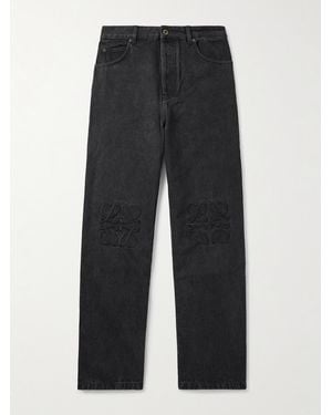 Loewe Jeans A Gamba Larga Con Logo Ricamato - Nero