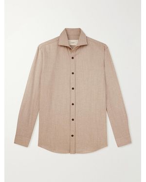 James Purdey & Sons Cutaway-Collar Wool And Cashmere-Blend Shirt - Natural