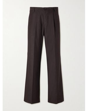 Oliver Spencer Orsman Wide-Leg Stretch-Linen And Cotton-Blend Trousers - Brown