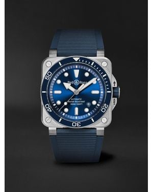 Bell & Ross Br-03 Diver Automatic 42Mm Stainless Steel And Rubber Watch, Ref. No. Br03A-D-Blu-St/Srb - Black
