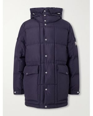 Moncler Sylmara Logo-Appliquéd Hooded Quilted Shell Down Parka - Blue