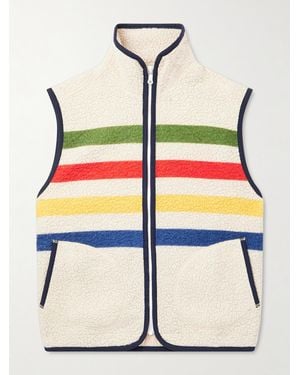 Drake's Striped Wool-Blend Fleece Gilet - Natural
