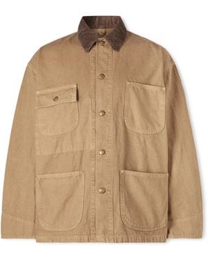 Orslow Corduroy-Trimmed Cotton-Canvas Jacket - Brown