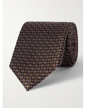 Gucci Krawatte aus Seiden-Jacquard mit Logomuster - Braun