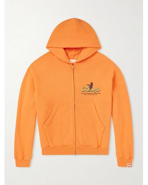 CHERRY LA Logo-print Cotton-jersey Zip-up Hoodie - Orange