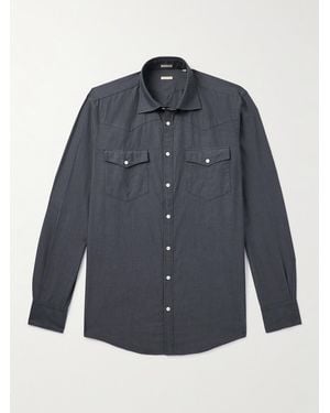 Massimo Alba Arizona Cotton-Poplin Shirt - Blue