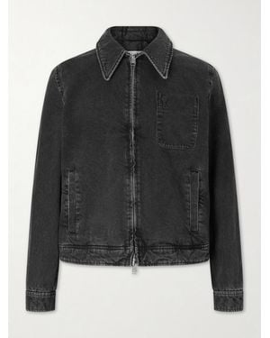 Ami Paris Logo-embroidered Denim Jacket - Black