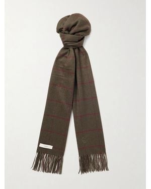 James Purdey & Sons Logo-Embroidered Frayed Prince Of Wales Checked Cashmere Scarf - White