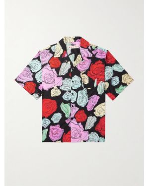 Marni Convertible-collar Floral-print Cotton-poplin Shirt - White