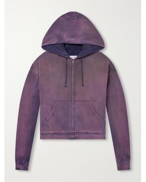 Maison Margiela Distressed Cotton-Jersey Zip-Up Hoodie - Purple