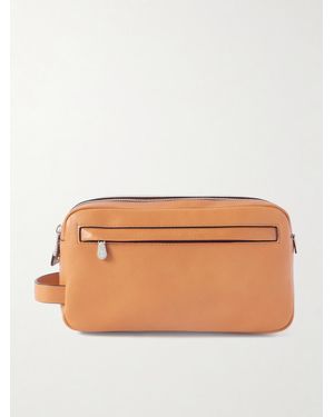 Brunello Cucinelli Textured-leather Wash Bag - Brown