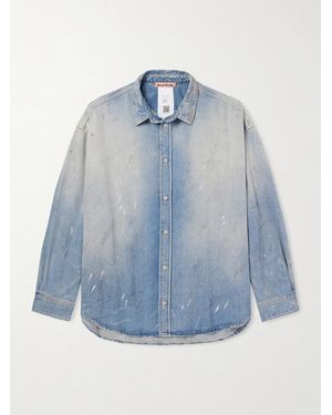 Acne Studios Paint-splattered Distressed Denim Shirt - Blue