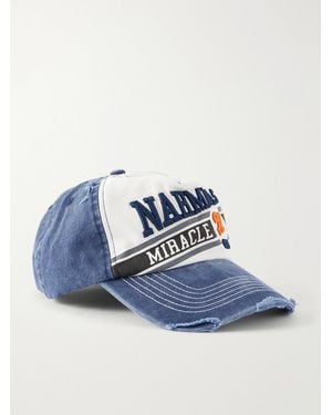 NAHMIAS Coastal Sport Distressed Printed Logo-Embroidered Cotton-Canvas Cap - Blue