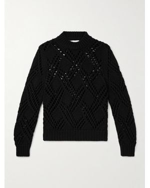 Jil Sander Pullover aus Wolle in Lochstrick - Schwarz