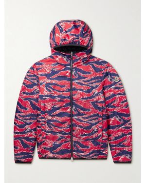Moncler Bressay Reversible Printed Shell Hooded Down Jacket - Red