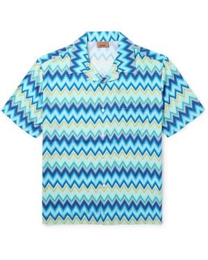 Missoni Camp-collar Striped Poplin Shirt - Blue