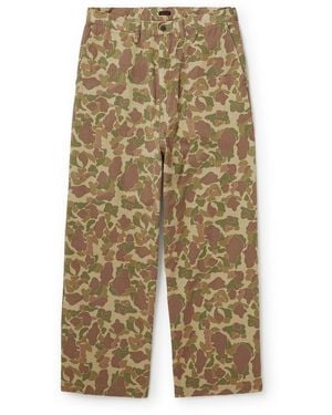 Kapital Port Straight-Leg Camouflage-Print Herringbone Cotton Pants - Brown
