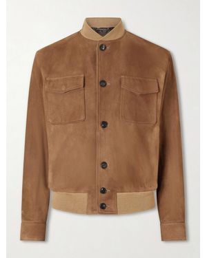 Slowear Suede Bomber Jacket - Brown