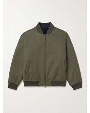 Loro Piana Ivy Reversible Fleece-Lined Cashmere Bomber Jacket - Green