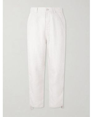Brunello Cucinelli Straight-Leg Herringbone Linen Trousers - White