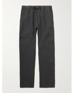 Hartford Joggy Straight-Leg Linen Drawstring Trousers - Grey