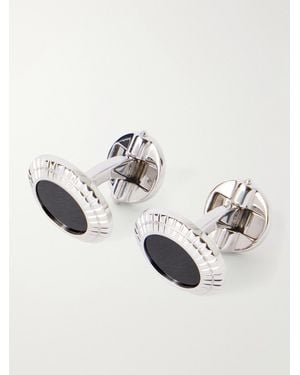 dunhill Hobnail Coin Onyx and Sterling Silver Cufflinks - Mettallic