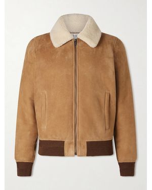 Saint Laurent Shearling Blouson Jacket - Brown