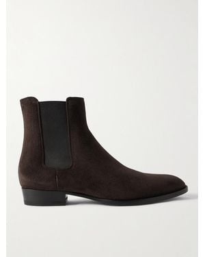 Saint Laurent Wyatt Suede Chelsea Boots - Black