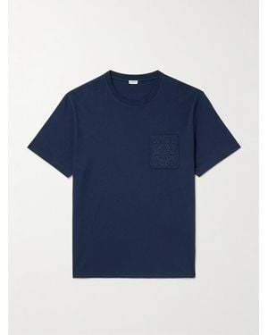 Loewe Logo-Embroidered Cotton-Jersey T-Shirt - Blue