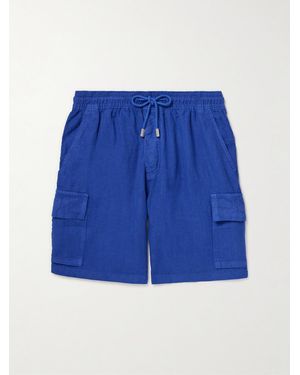 Vilebrequin Straight-Leg Linen Drawstring Cargo Shorts - Blue