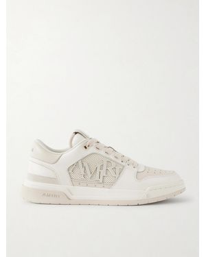 Amiri Classic Low Two-tone Perforated Leather And Mesh Trainers - Natural
