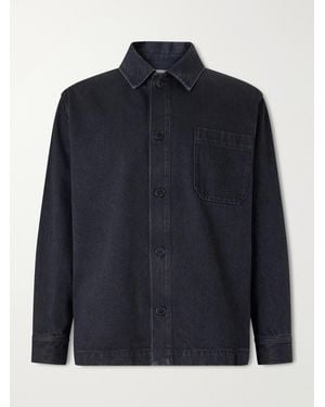 Saint Laurent Logo-embroidered Cotton Denim Overshirt - Blue