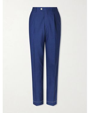 Brunello Cucinelli Straight-leg Pleated Virgin Wool Suit Trousers - Blue