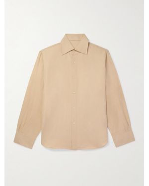 STÒFFA Spread-Collar Cotton And Linen-Blend Shirt - Natural