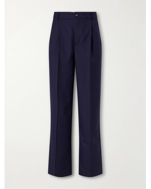 De Bonne Facture Grandad Wide-Leg Virgin Wool Trousers - Blue